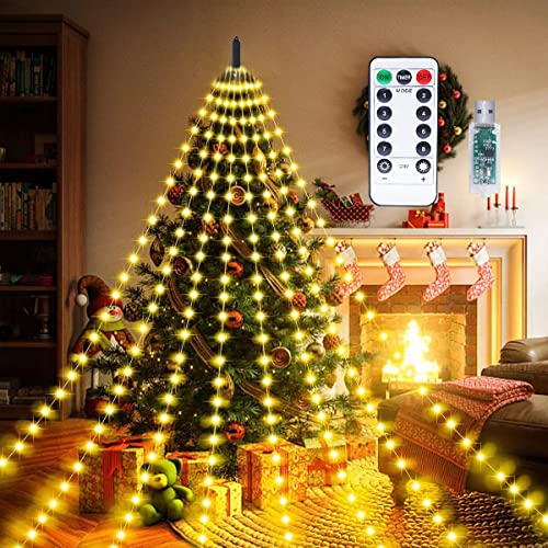Taozoey Lichterkette Außen, 2m Lichterkette Weihnachtsbaum mit 10 Stränge, Led Lichterkette Außen, Weihnachtsbeleuchtung mit 8 Leuchtmodis, 200 LEDs, Led Lichterkette Weihnachtsbaum, Weihnachtsdeko von Taozoey