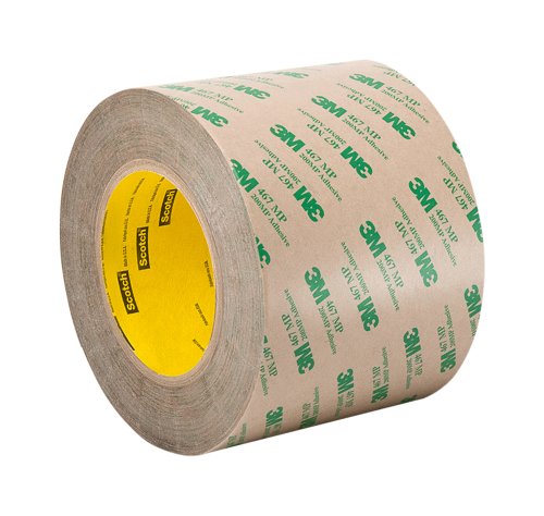 tapecase 467 MP 6,3 cm X 60YD High Performance Transfer Klebeband, 1973 von 3 M 467 MP, 6,3 cm X 60 YD. Rolle von 3M