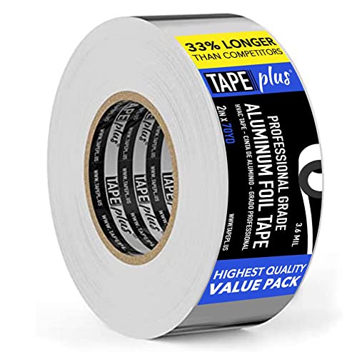 TapePlus Professionelles Aluminium Klebeband - Aluklebeband Hitzebeständig 50 mm x 64 Meter - Alu Tape für HLK zum Abdichten & Ausbessern Heißer und Kalter Lüftungskanäle - Metallreparaturen von TapePlus