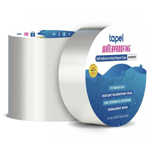 Tapel Butyl Wasserdichtes Klebeband - 5cm X 5m - Butyl Klebeband Reparatur-klebeband Panzertape Alufolie Dickes Dichtband Alu Folie zum Abdichten und Befestigen im Loch Rohr Dach Wohnmobil von Tapel