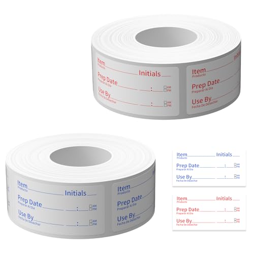 2 Rollen 1200 Stück abnehmbarer Lebensmittelaufkleber, Tapsin 7.5x2.5cm Lebensmittelgefrierer Labels auflösbare Lebensmitteletiketten Selbstklebende Lebensmittelspeicheretiketten bereiten Konserveneti von Tapsin