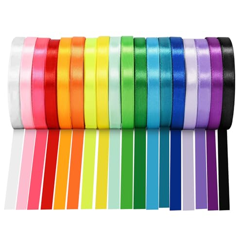 Satinband, Tapsin 18 Farben Geschenkband 10mm x 22m Geschenkbänder Bänder Schleifenband Stoffband für Basteln Party Kunsthandwerk Luftballons Hochzeiten von Tapsin