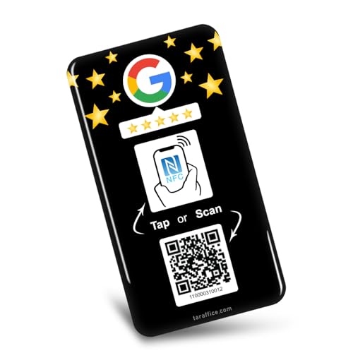 TARAFFICE NFC-Schild aus Epoxidharz, Google Review, QR-Code, Google Review (evtl. nicht in deutscher Sprache), erhöht sofort Ihre Bewertung von Google 5 Sternen | kompatibel mit iPhone & Android | 55 von Taraffice