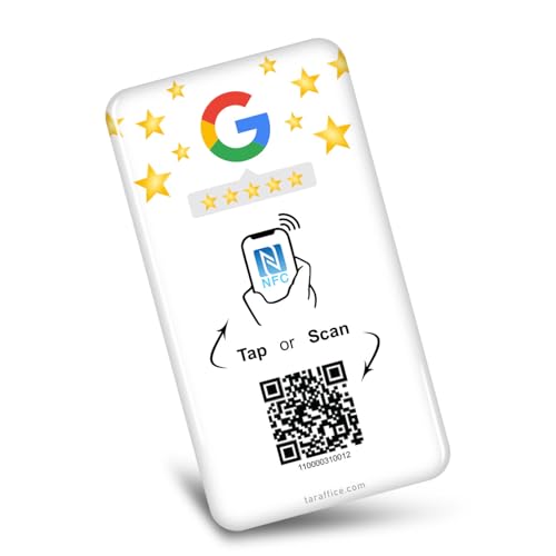 TARAFFICE NFC-Schild aus Epoxidharz, Google Review, QR-Code-Schild, Google Review (evtl. nicht in deutscher Sprache), erhöht sofort Ihre Bewertung von Google 5 Sternen | kompatibel mit iPhone & von Taraffice