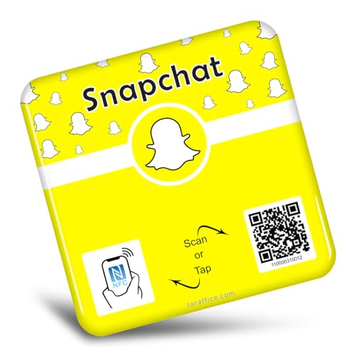 TARAFFICE NFC Snapchat Schild | Soziales QR-Code-Schild | Epoxidplatte | kompatibel mit iPhone & Android | für Geschäfte, Unternehmen, Geschäfte, Restaurants (100 x 100 mm) von Taraffice