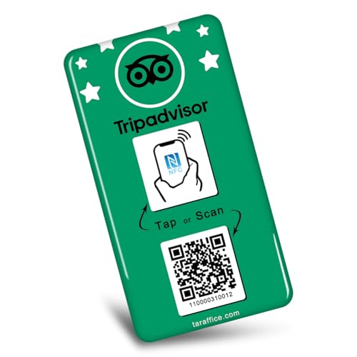 TARAFFICE TripAdvisor NFC Schild | Soziales QR-Code-Schild | Epoxidplatte | kompatibel mit iPhone & Android | für Geschäfte, Unternehmen, Geschäfte, Restaurants (55 x 100 mm) von Taraffice