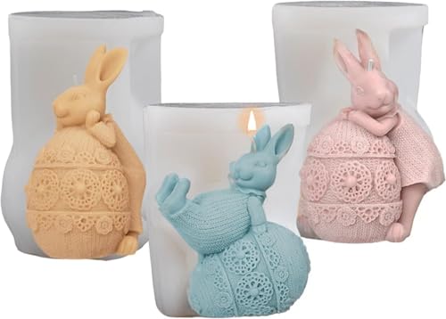 3 Stück Kerzenform Silikon | Silikonformen Gießformen Ostern Silikonformen Kerzen Ostern Hase DIY Osterhase Silikonform für Sojawachs Kerzen Kerzenformen zum GießEn füR Kerzen von Tarange