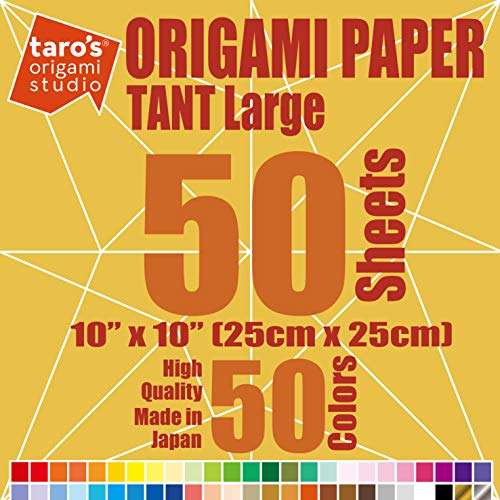 TANT Taro's Origami Studio, groß, 25.4 cm, doppelseitig, 50 Farben, einfach zu falten, hochwertiges japanisches Papier für Origami-Künstler vom Anfänger bis zum Experten (hergestellt in Japan) von Taro's Origami Studio