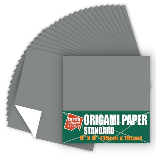 [Taro's Origami Studio] Standard 15,2 cm einseitig einfarbig (grau) 50 Blatt (alle gleiche Farbe) quadratisch leicht faltbar Premium japanisches Papier für Anfänger (hergestellt in Japan) von Taro's Origami Studio