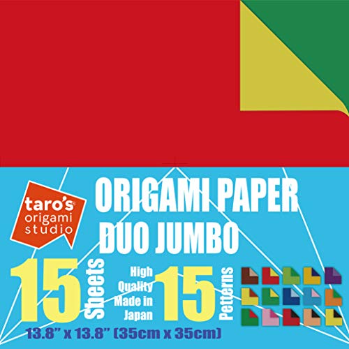 [Taros Origami-Studio] Jumbo Duo, Doppelseitiges Standard-Kami-Papier mit 15 Farbwechselmustern, 15 Blatt (Herstellung in Japan) von Taro's Origami Studio