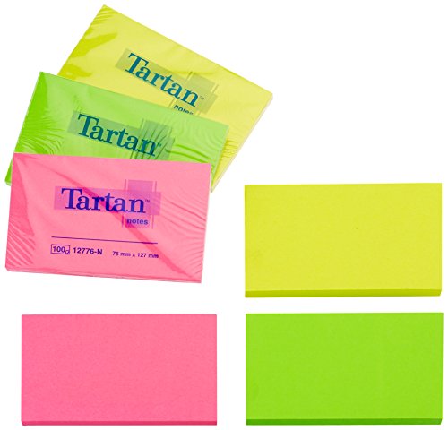 Tartan 12776N Haftnotiz Neon Notes (127 x 76 mm, 63 g/qm, 6 Blöcke) 100 Blatt neon von Tartan