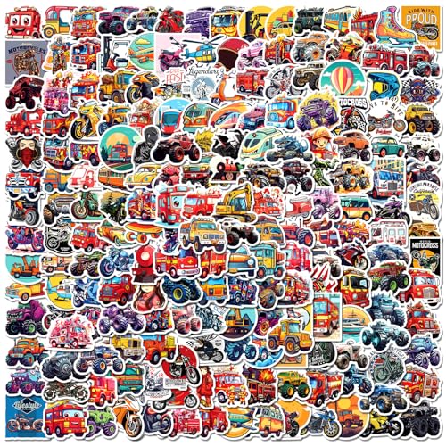 Auto-Thema Sticker 200 Stück, Transport Aufkleber, Wasserfeste Vinyl Aufkleber Kinder Sticker Set für Skateboard Laptop Koffer Auto Helm Bottle, Geschenk für Kinder Teenager Erwachsene von Tashce