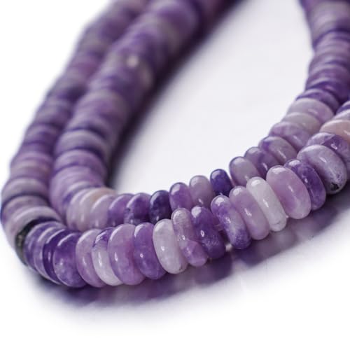 Rondelle Abstandshalter, Radscheibe, 2 x 6 mm, Natursteinperlen, lose zum Basteln, für Perlen, Schmuck, Armbänder, Halsketten (Purper Jade) von Tashidelek