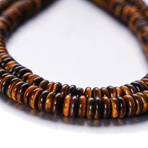 Rondelle Abstandshalter Radscheibe, 2 x 6 mm, Natursteinperlen, lose für DIY-Perlen, Schmuck, Armbänder, Halsketten, Herstellung (Tigerauge) von Tashidelek