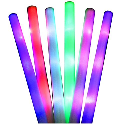 Tassety 12 Stück weiße bunte LED-RGB-LED-Schaumstoffstäbe, Cheer-Röhre, dunkles Licht, Geburtstag, Hochzeit, Partyzubehör von Tassety