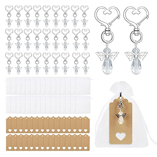 Tassety 30-teiliges Engel-Schlüsselanhänger-Souvenir, Hochzeitsgeschenke, Babyparty-Geschenk-Set mit Etikett, Kordelzugbeutel von Tassety