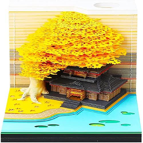 Tassety 3D-Sticknotizen, praktische Aufkleber, Kartenbasteln, DIY, Postnotizen, Notizblock mit Licht (gelber Heiratsbaum) von Tassety