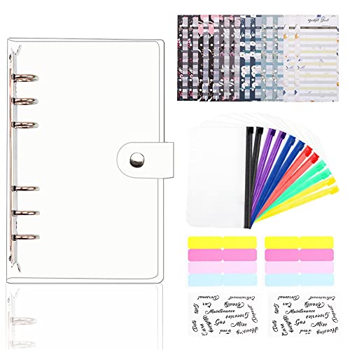 Tassety A6 Budget-Ordner, wasserdicht, Geldumschlagsystem mit farbigen Reißverschlüssen, Budget-Blatt und Etikettenaufklebern von Tassety