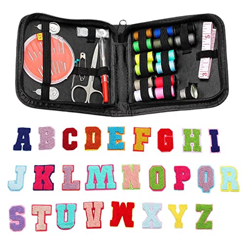 Tassety Nähset mit 26-teiligem Alphabet-Bügelbild, Buchstaben-Stickerei-Flicken zum Dekorieren von Hüten, Hemden, Taschen von Tassety