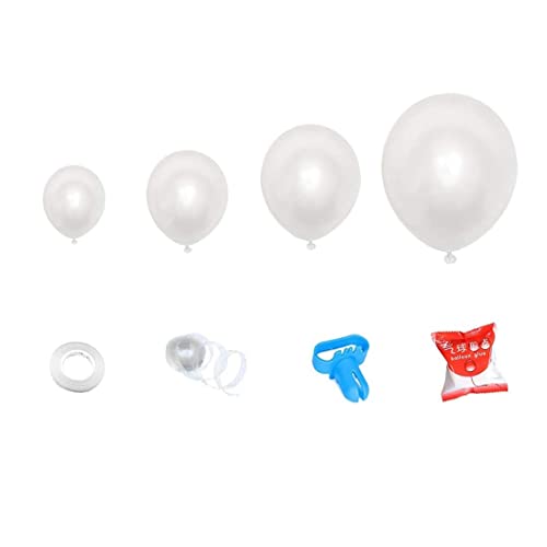 Tassety Weißes Ballon-Girlandenbogen-Set, 110 Stück, gemischte Größen, weiße Luftballons mit Werkzeug, Party-Dekorationen, weißer Ballon für Hochzeit von Tassety