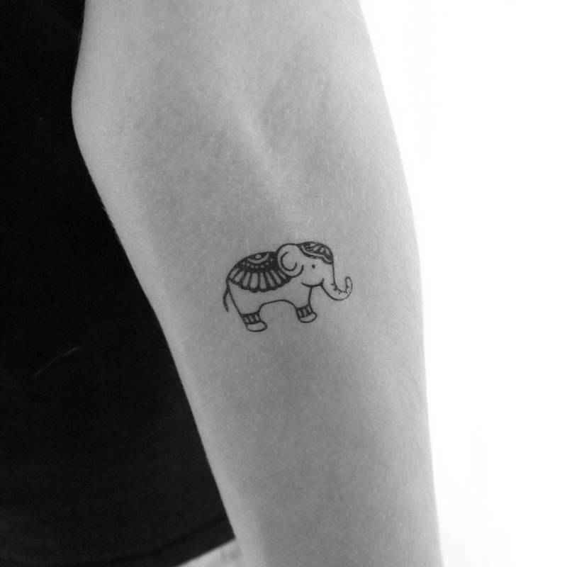 Ornamentaler Elefant Temporäres Tattoo | 3Er Set von Tatteco