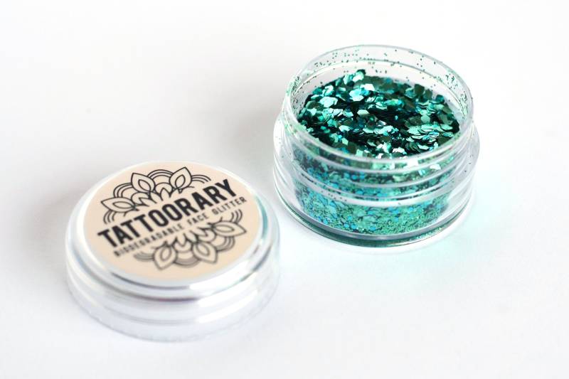 Biologisch Abbaubarer Chunky Face Glitter in "Mermaid' | Bio Mix Abbaubares Gesichtsglitter Grün Und Blau Kosmetisch Geeignet Für Glitzer von Tattoorary