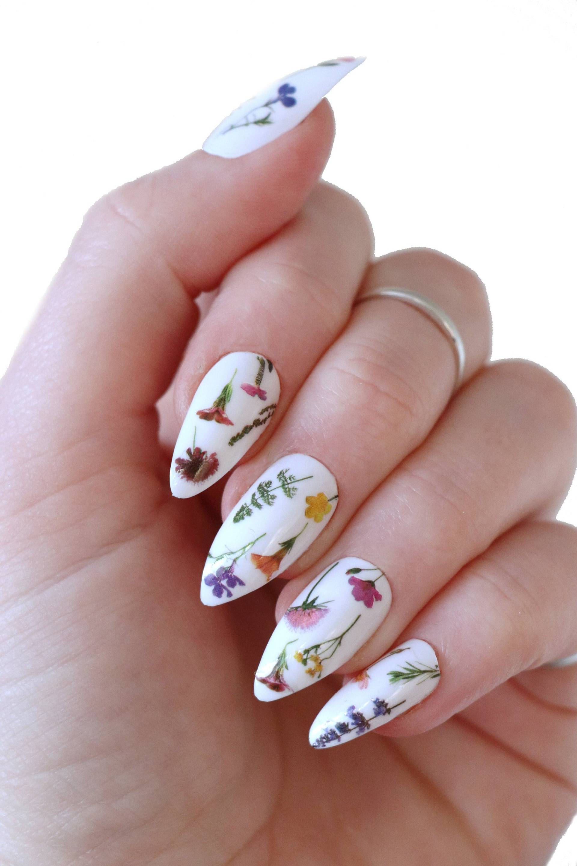 Bunte Blumen Auf Stiel Wasserschiebefolie Nagel Aufkleber | Nageldesign Diy Maniküre Geschenk von Tattoorary