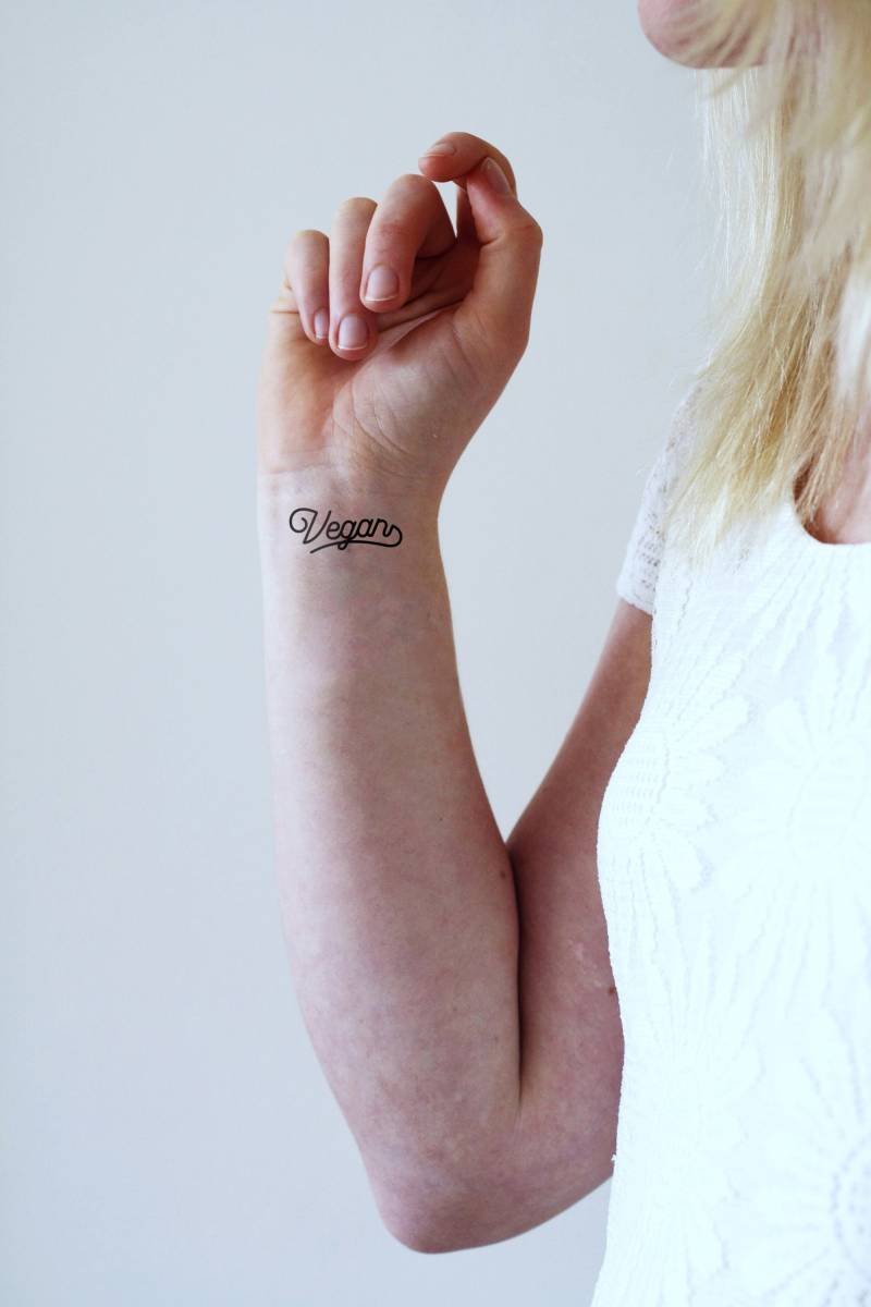 Vegan Temporäres Tattoo | Wort Kleines Spruch Veganes Geschenk von Tattoorary