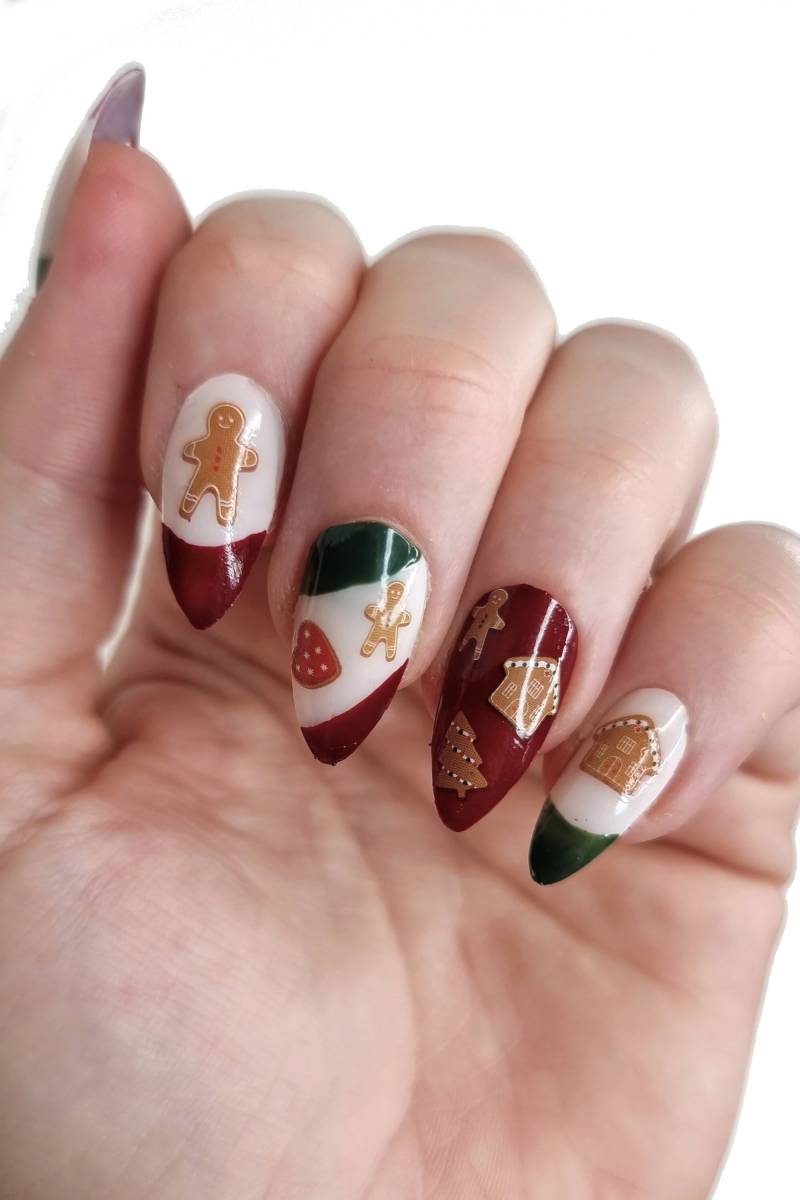 Weihnachtsplätzchen Nagelabziehbilder | Festliche Urlaub Nailart Lebkuchenmann Nägel Nagelsticker Wasserschiebefolie Nagel Abziehbilder von Tattoorary