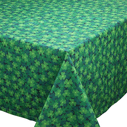 Tatuo St. Patrick's Day Tischdecke, Rechteckig, 140 x 200 cm, Grün, Polyester, Kleeblatt-Muster, Ideal für St. Patrick's Day, Familienessen und Picknick von Tatuo