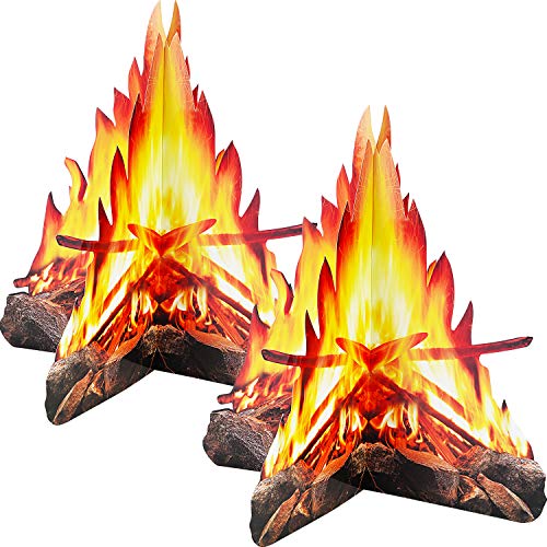 Tatuo 12 Zoll Hohe Künstliche Feuer Gefälschte Flamme Papier 3D Dekorative Pappe Lagerfeuermittelstück Flamme Fackel für Lagerfeuer Partydekorationen (2 Set Stil B) von Tatuo