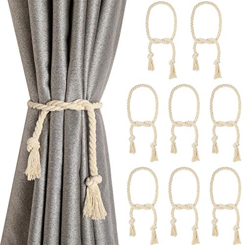 Tatuo 8 Stücke Vorhang Seil Raffhalter Vorhang Seil Rückhalt Handgefertigte Vorhang Raffhalter Ländlich Stil Vorhang Dekorative Rückhalt für Vorhang Raffhalter, Vorhang (Beige) von Tatuo