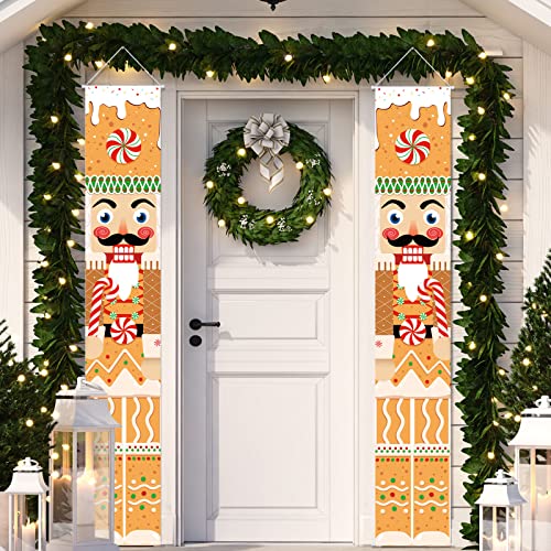 Tatuo Weihnachten Nussknacker Tür Banner Nussknacker Soldat Veranda Schilder Nussknacker Soldat Modell Tür Dekoration für Weihnachten Hof Indoor Outdoor Wand Party Zubehör Dekor (Lebkuchen) von Tatuo