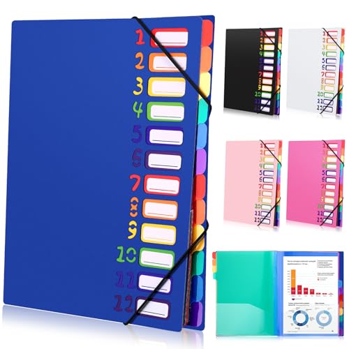 Tatxmalv A4 Dokumentenmappe, Fächermappe, Dokumentenmappe mit 12 Fächer, Mappe Organizer mit Gummizug für Büro Dokumente, Schule Hausaufgaben und Papier, Wasserdicht, mit Etikett (Blau) von Tatxmalv