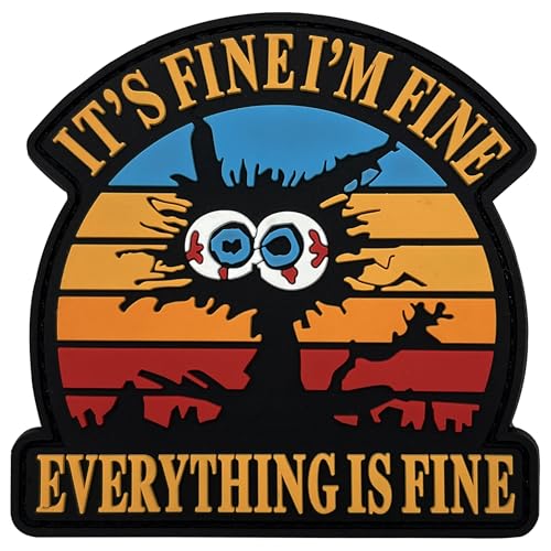 Tavashome It's Fine I'm Fine Everything is Fine 3D PVC Rubber Hook Loop Patches, Funny Fine Cat Kitten Humor DIY Patch, 7.5 cm x 7.5 cm Sized, Tactical Moral Badge Decal Patch von Tavashome