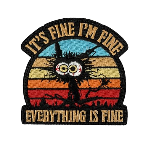 Tavashome This is Fine Dog Everything is Fine Cat Tactical Patches, Hook Loop Fastener Morale Humor Patch (1 x It's Fine Iron on) von Tavashome