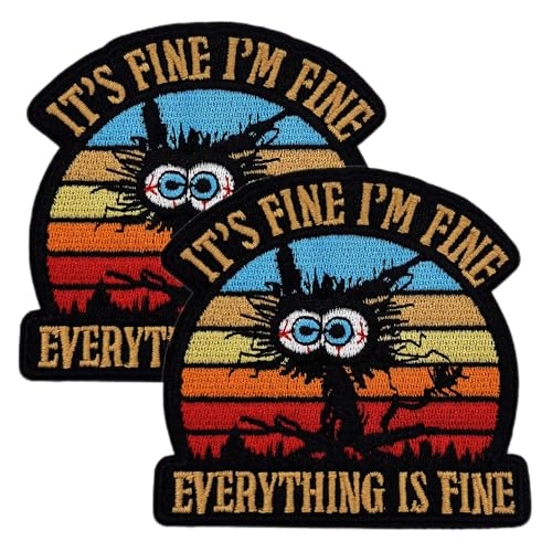 Tavashome This is Fine Dog Everything is Fine Cat Tactical Patches, Hook Loop Fastener Morale Humor Patch (2pcs It's Fine Iron on) von Tavashome