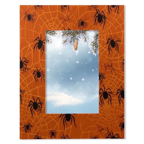Halloween Spinnennetz 10,2 x 15,2 cm Bilderrahmen für Tischplatte Display Wandmontage Holz Bilderrahmen passend für 10,2 x 15,2 cm oder 8,9 x 12,7 cm Bilder für Home Office Decor Foto Display von Tavisto