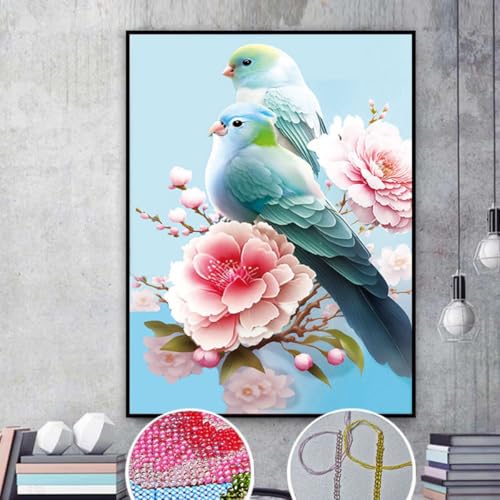 DIY Stickbilder Erwachsene Vögel Und Blumen Perlenstickerei-Sets Fantasy Tiere DIY Perlenstickerei-Sets Perlenset Basteln Perlenstickerei-Set Home Decor 50x70cm von Taxpy