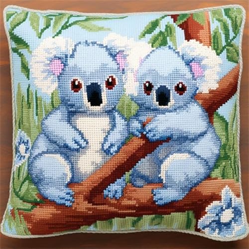 DIY knüpfen set Cartoon-Koala-Tier-Knüpfkissen-Set zum Häkeln, Kissen, Teppich, Nähen, Basteln, Geschenk für Zuhause und Sofa 17x17in B von Taxpy