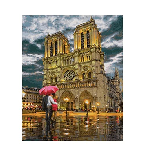 Ölfarbe Nach Zahlen Notre Dame Landschaft Diy Malen Nach Zahlen Auf Leinwand Landschaft Handmalerei Dekor, Rahmen Zum Selbermachen, 40 X 50 Cm Digitales Ölgemälde Diy Gemälde Wohnzimmer Dekoration G von Taxpy