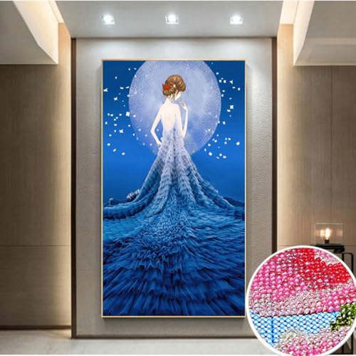 Taxpy DIY Kreuzstichset Mit Perlen Fantasie-Frau Perlenstickerei-Sets Anime-Mädchen DIY Perlenstickerei Materialpaket Handgemachtes Stereoskopisches Foto Ornament Geschenk 42x62cm von Taxpy