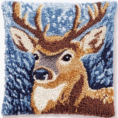 Taxpy DIY Latch Cushion Set, Tier Hirsch Latch Hook Kits, Cushion Cover, Embroidery Rug Set,Crochet Cushion, Knüpfkissen Knüpfset, 43x43cm Taxpy DIY Latch Cushion Set, Tier Hirsch Latch Hook Kits, Cushion Cover, Embroidery Rug Set,Crochet Cushion, Knüpfkissen Knüpfset, 43x43cm von Taxpy