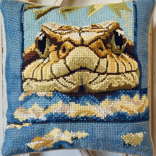 Taxpy DIY Latch Cushion Set, Tierschlange Latch Hook Kits, Cushion Cover, Embroidery Rug Set,Crochet Cushion, Knüpfkissen Knüpfset, 43x43cm von Taxpy