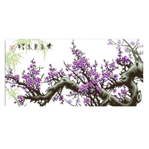 Taxpy DIY Stickbilder Erwachsene Perlenstickerei-Set Mit Lila Blumenbaum，Fantasieblumen，Diy-Perlenstickerei-Materialpaket，Handgefertigt，Stereoskopisches Foto，Ornament，Geschenk 165 * 85cm von Taxpy