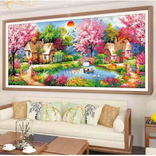 Taxpy DIY Sticken Set Perlenstickerei-Set „Fantasy-Architektur“，Anime-Landschaft，Diy-Perlenstickerei，Gestempeltes Perlen-Kreuzstich-Set，Geschenk Für Freunde 150x60cm von Taxpy