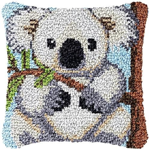 Taxpy DIY knüpfen set erwachsene kissen Koala-Tier-Knüpfkissen-Set für Anfänger, Erwachsene, Teenager, Geschenk, Stickerei, Heimdekoration 17x17in B von Taxpy