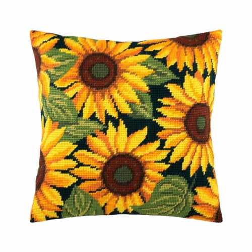 Taxpy Diy Knüpfen Set Anfänger Sonnenblumenblume Knüpfkissen-Set，Diy-Kissenbezugherstellung，Basteln，Bedruckte Leinwand Für Anfänger 17x17in von Taxpy