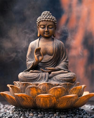 Taxpy Diy Kreuzstichset Mit Perlen Lotus-Buddha-Statue,Perlenstickerei-Set,Fantasie-Buddha-Statue,Mosaikperlen-Stickerei,Handgefertigte Perlen,Kreuzstich-Set,Geschenk Für Freunde 40x50cm von Taxpy