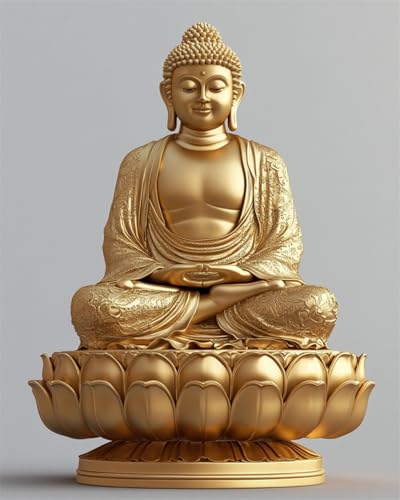 Taxpy Diy Kreuzstichset Mit Perlen Perlenstickerei-Set Mit Goldener Buddha-Statue,Fantasie-Buddha-Statue,Perlenstickerei,Nadelspitzen-Set,Stickwerkzeuge Für Frauen,Hobby-Kreuzstich-Sets 50x70cm von Taxpy